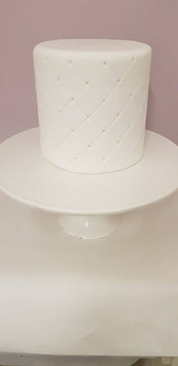 DUMMY Cake ‘QUILTED’ style   - Polystyrene covered with sugarpaste and semi decorated. **3 WEEKS REQUIRED FOR POSTAGE**
