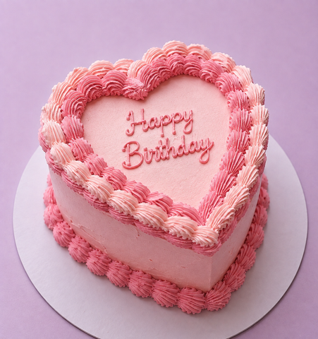 Heart-Shaped Vintage Birthday Cake