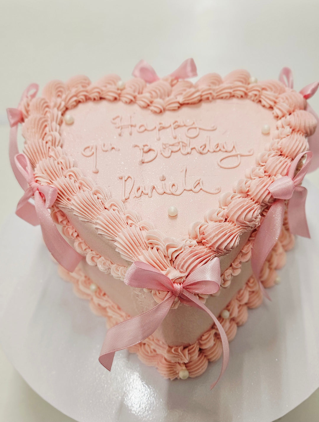 Heart-Shaped Vintage Birthday Cake
