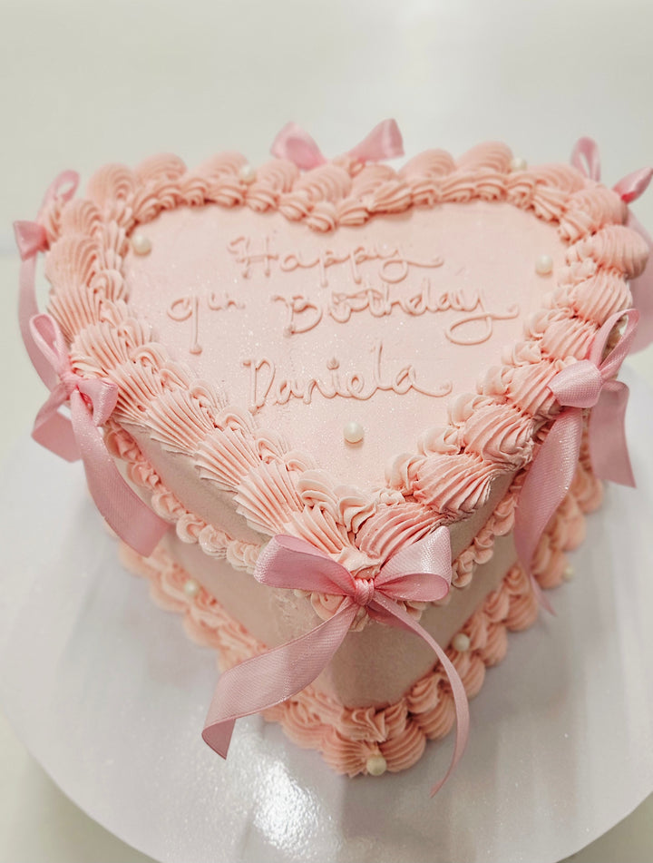 Heart-Shaped Vintage Birthday Cake