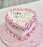 Frosted Heart Cake & Piping Techniques 3hrs. 12noon, Saturday, 28th June 2025.