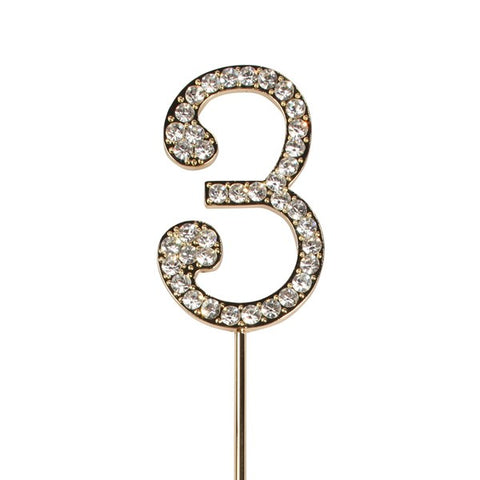 Gold diamante number cake topper
