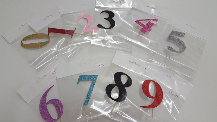Glitter numbers cake topper