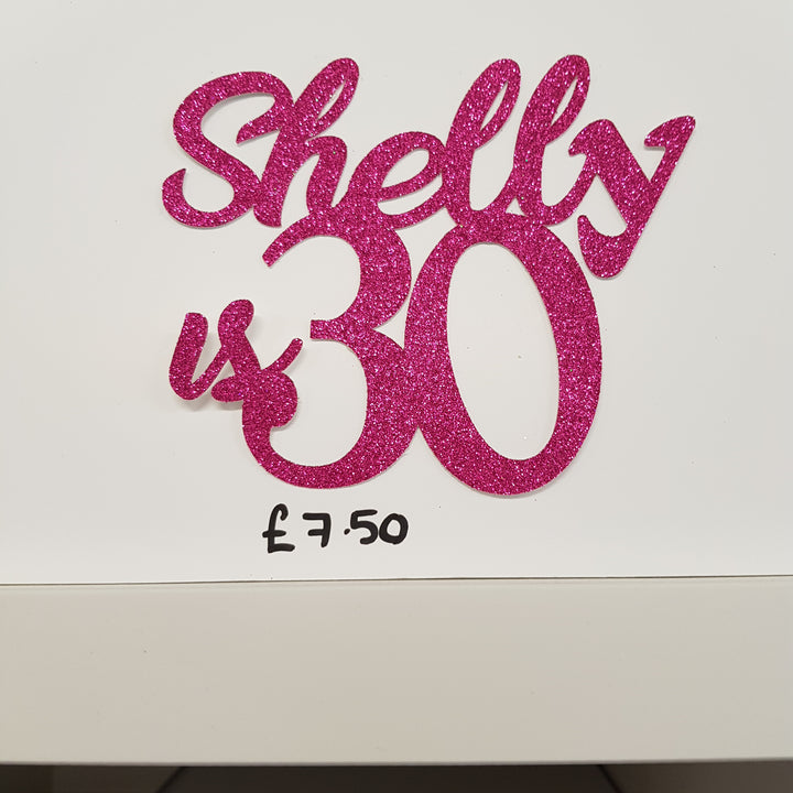 Glitter Cake Topper - Numbers (word)