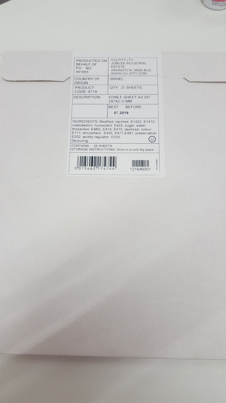 Edible Print or Plain Sheets A4.