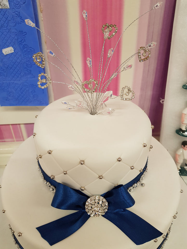 Diamante hearts spray cake topper