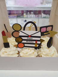 Make Up Cake Topper Set (Glitter Card)
