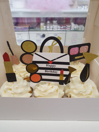 Make Up Cake Topper Set (Glitter Card)