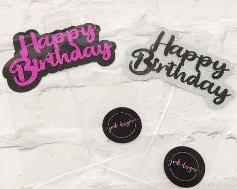 Double Layered Happy Birthday Glitter Topper