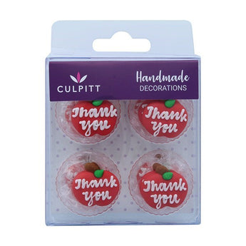 Thank You Teacher Apple Sugar Decorations (Pack of 12)